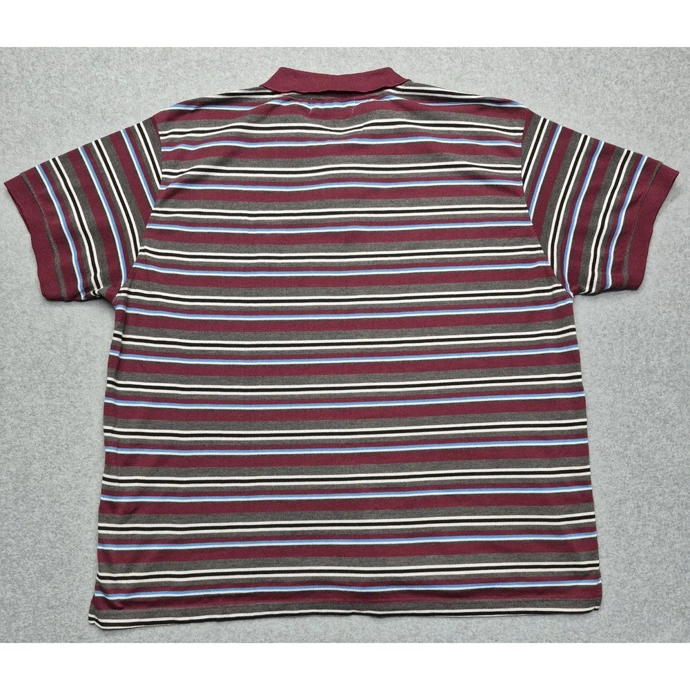 True Religion Shirt Men's 4XL Striped Polo Burgundy Short Sleeve Horseshoe Logo